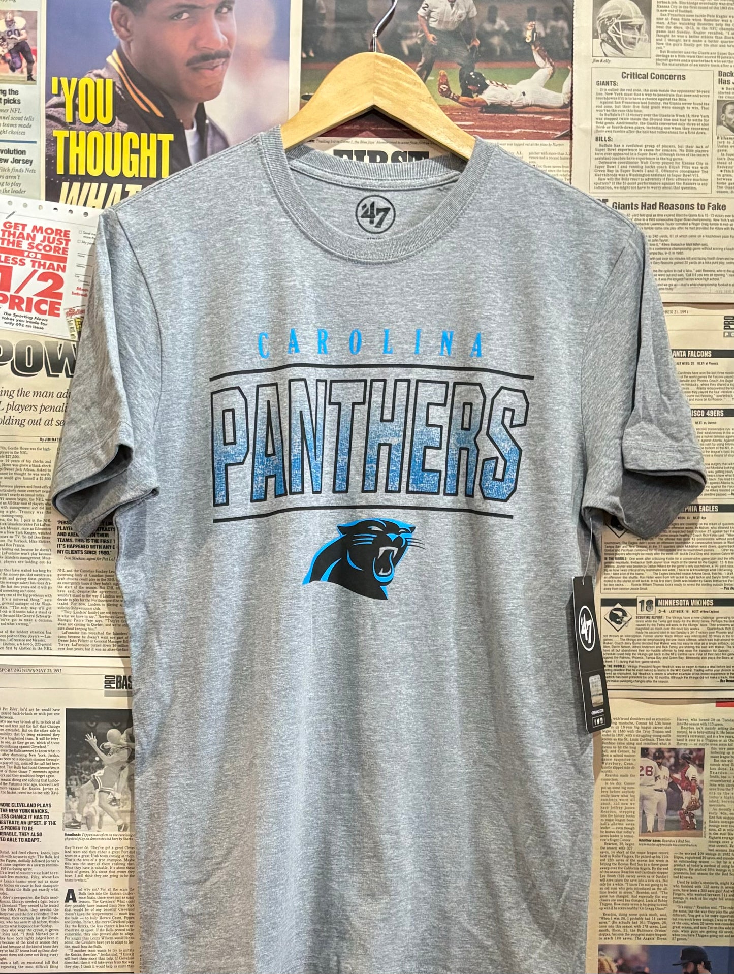 Carolina Panthers “Spray Fade” Print Tee - 47’ Brand (Grey)