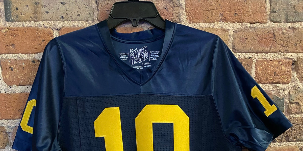 Retro Brand Men's Michigan Wolverines Tom Brady #10 Navy Replica Football  Jersey